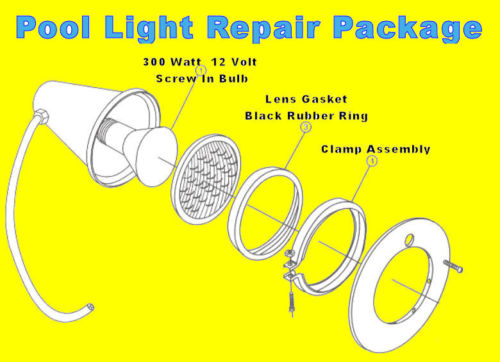 Swimming Pool Spa Light Repair Kit Package bulb clamp gasket seal screw Hayward