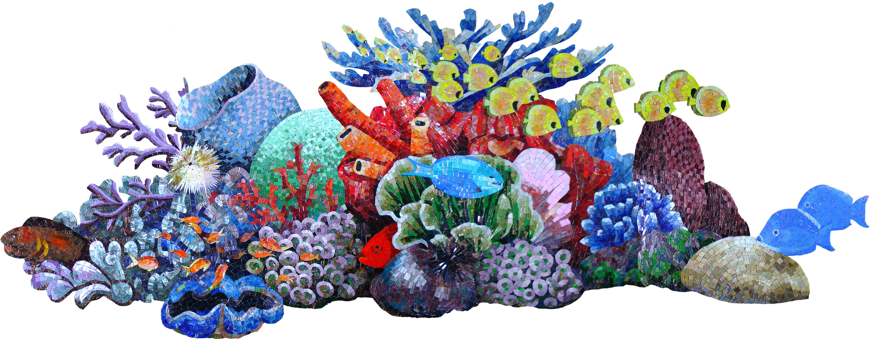 Big Tropical Coral Reef Scene Glass Mosaic Swim Pool Tile